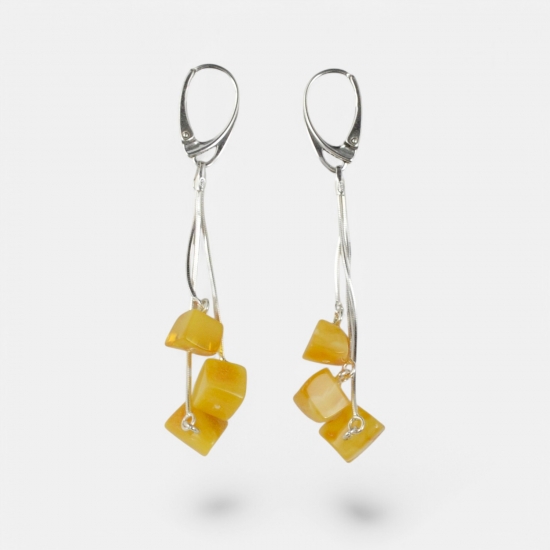 Irregular shape white amber earrings